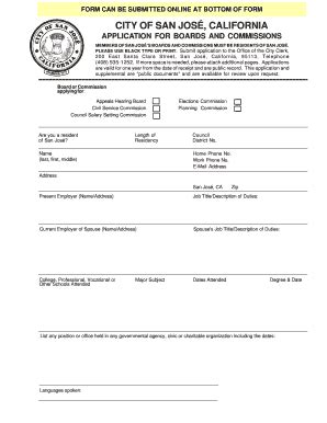 Fillable Online Sanjoseca Applications City Of San Jose Fax Email