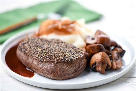 Steak Au Poivre With Roasted Onion Mashed Potatoes Recipe Steak Au