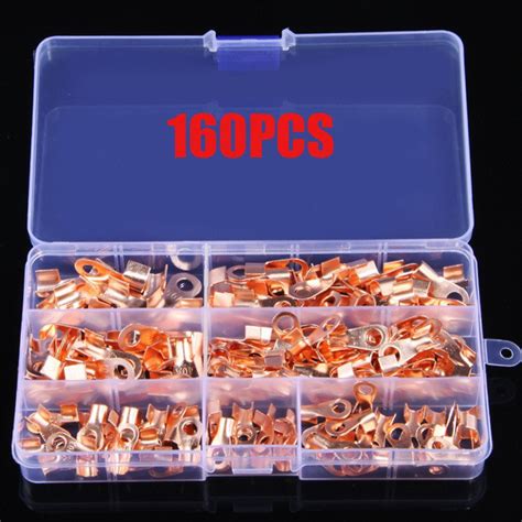 160PCS Dia Copper Battery Cable Connector Terminal Wire Open Lugs Wire