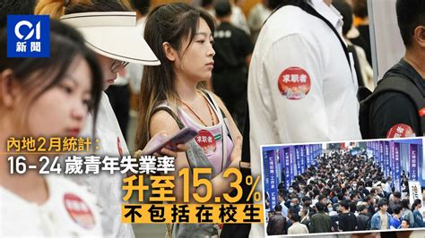 內地2月16 24歲青年失業率升至15 3 統計不包含在校生