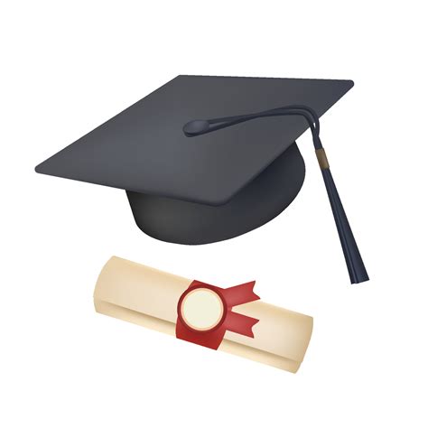 Graduation Cap And Diploma With Seal 3D Icon Hat With Tassel Paper