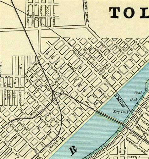 Map Of Toledo From By George Franklin Cram Published In Cram S