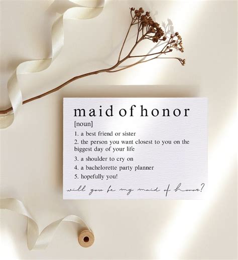 Minimalist Maid Of Honor Definition Bridesmaid Proposal Will Etsy In