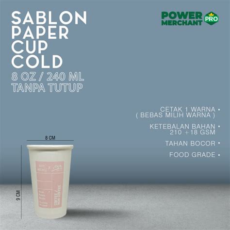 Jual Sablon Paper Cup Cold 8 Oz 240 Ml Tanpa Tutup Shopee Indonesia