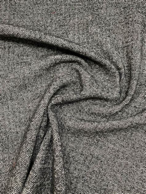 Italian Herringbone Stretch Wool Suiting Blackwhite Fabrics