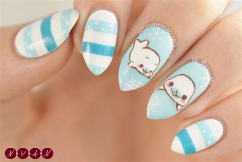 Cute And Wintery Mamegoma Nails