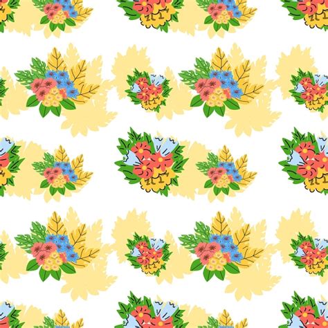 Premium Vector Bright Summer Flower Bouquet Seamless Pattern