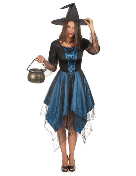 Disfarce Bruxa Azul Mulher Halloween Disfarces Adultos Mascarilhas E