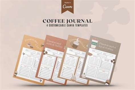 Coffee Journal Template Page, Customizable Canva Template