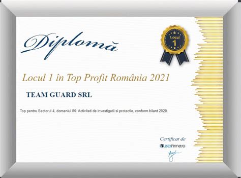 Diplome Castigate De Firma De Paza Team Guard In Cei 30 Ani De