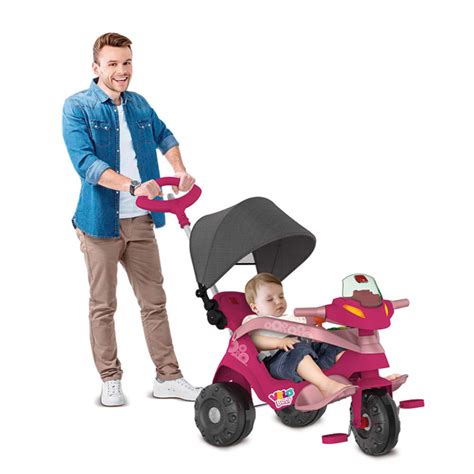 Triciclo Infantil Passeio E Pedal Velobaby Empurrador Rosa