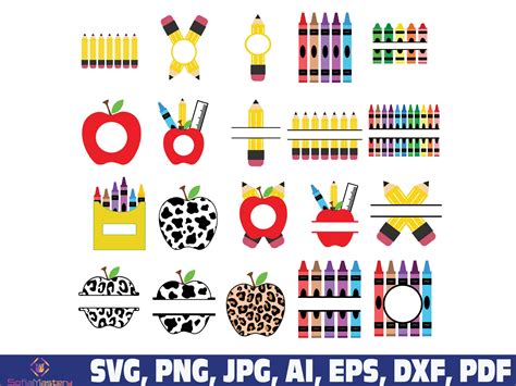 Crayon Split Monogram Svg Crayon Svg Teacher Svg School Etsy México