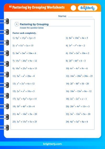 Factoring By Grouping Worksheet Doc