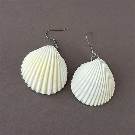 Shell Earrings Real Seashell Jewelry Beach Wedding Earrings Etsy