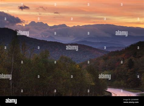 Silhouette Of Mountains From Along Route 112 In Kinsman Notch New
