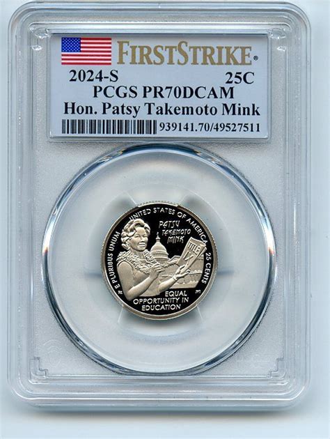 S C Clad Hon Patsy Takemoto Mink Quarter Pcgs Pr Dcam First