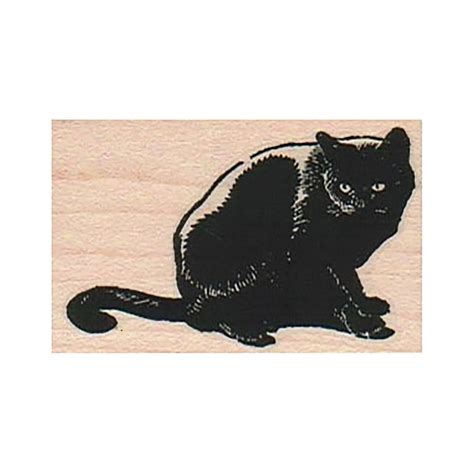 Cat Rubber Stamp Kitty Stamp Black Cat Stamp Feline Stamp Etsy