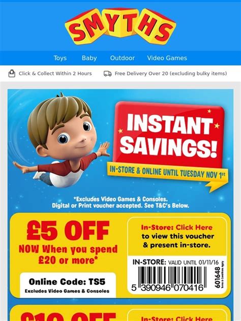 Smyths Toys Hq Free £20 Money Off Voucher Valid In Store And Online Now