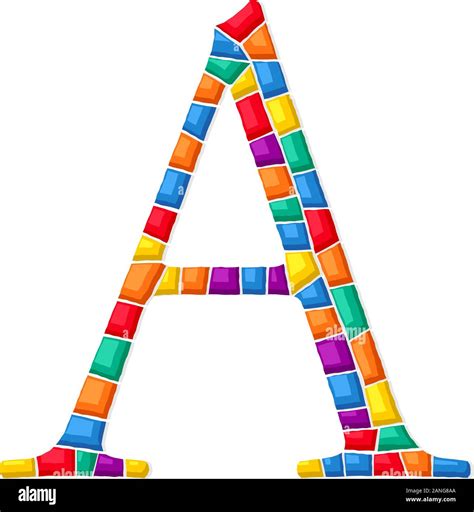 Letter A Vector Mosaic Tiles Composition In Colors Over White