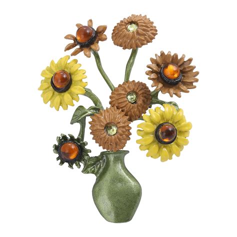 Spille Di Fiori Smaltati Per Le Donne Unisex Van Gogh Girasole Vaso