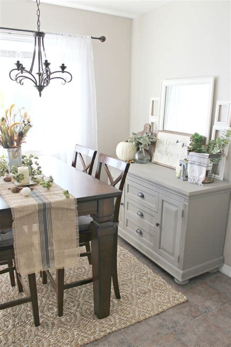 Fall Decor Buffet Table Painted In Annie Sloan French Linen Chalk