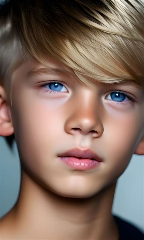 A Young Boy With Blonde Hair And Blue Eyes