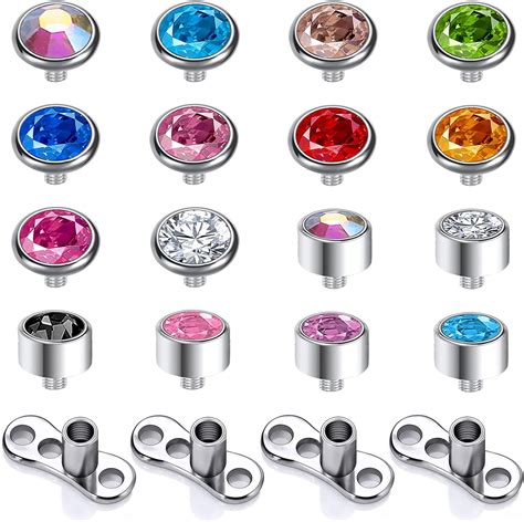 Bodyace G Crystal Micro Dermal Tops Stainless Steel Dermal Base