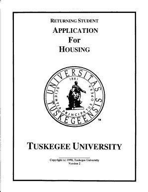 Fillable Online Tuskegee Tuskegee Residence Hallhousing Form Fax Email