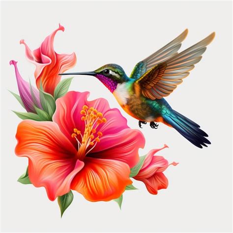 Premium Ai Image There Are Two Hummingbirds That Are Sitting On A Flower