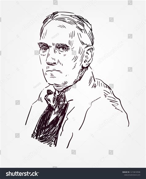 Alexander Fleming Vector Sketch Illustration Portrait Stock