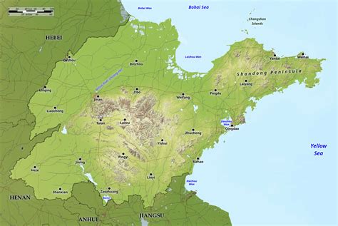 Blue Green Atlas Free Relief Map Of China Shandong