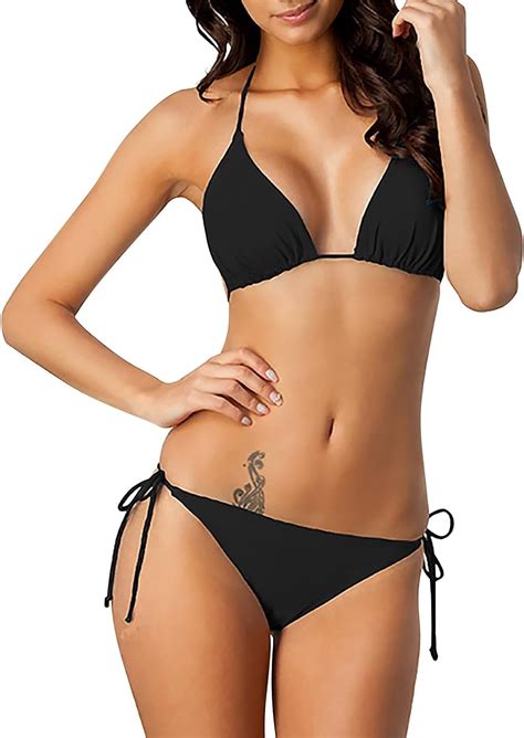 Amazon Bikini Sets For Women Halter String Triangle Swimsuit Piece Bathing Suit Sexy