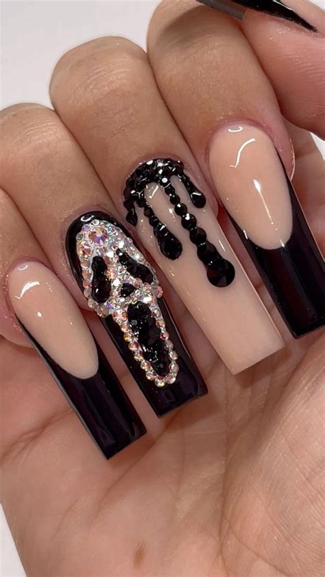 Glam Ghostface Scream Nails Using All Swarovski Crystals New Nail