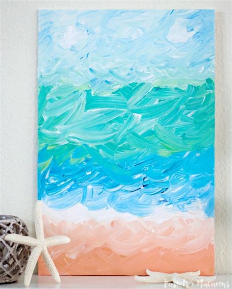 Diy Abstract Ocean Paintings Anyone Can Make Coastal Decor Ideas And