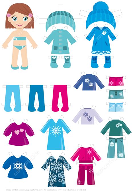 Dress Up Cute Little Girl Paper Doll with a Set of Winter Clothes | Free Printable Papercraft ...