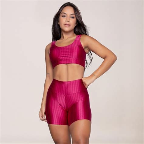 Short Fitness New Zig Rosa Escuro Vekyo Moda Feminina Para Todos Os