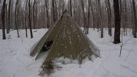 35° Solo Camping 3 Days Solo Hot Tent Winter Camping In Snow Storm