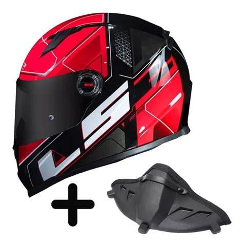 Capacete Ls Ff Ultra Vermelho Narigueira Alta