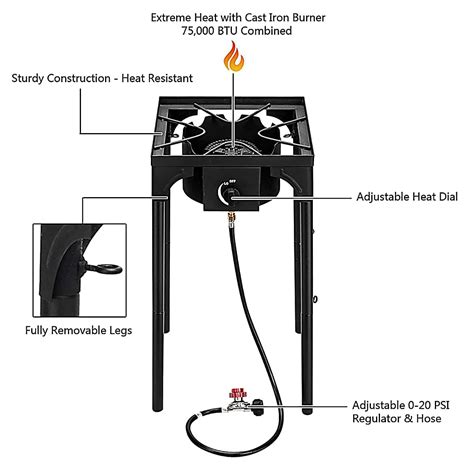 Outdoor Camp Stove High Pressure Propane Gas Cooker Portable Cast Iron