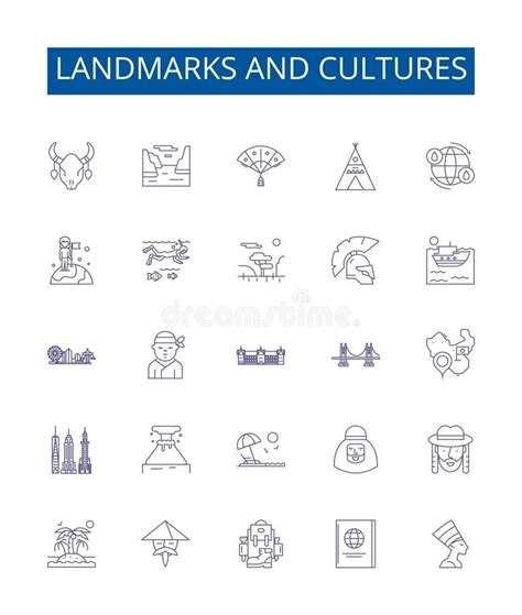 Landmarks And Cultures Line Icons Signs Set Design Collection Of