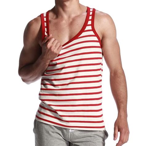 Summer Style Fashion Cotton Men Tanks Tops Brand Seobean Stripe O Neck Tanks For Men