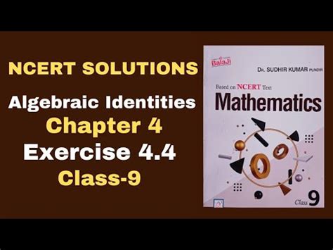 Class 9 Exercise 4 4 Shri Balaji Publications Algebraic Identities