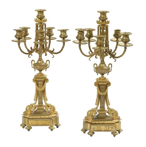 Lot Pair Of Louis XIV Style Gilt Bronze Candelabra