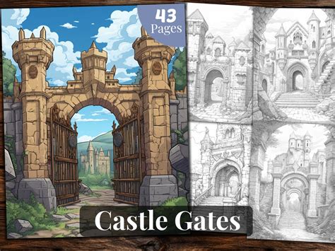 Castle Gates Coloring Book 43 Coloring Pages For Adults And For Kids