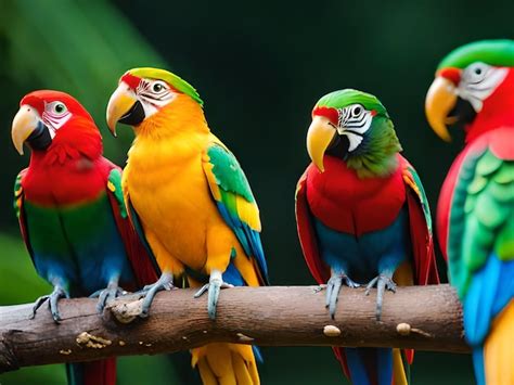 Premium AI Image A Group Of Colorful Birds Sit On A Branch