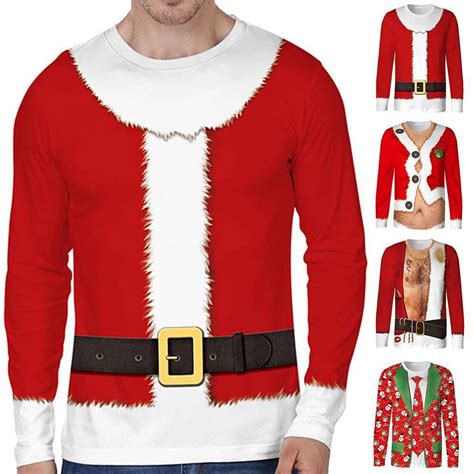 Christmas 3d Print T Shirt Men Autumn Long Sleeve Tshirt Winter Mens