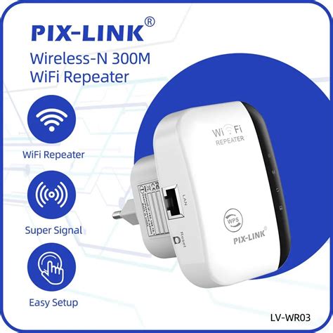 PIX LINK WR03 Wireless WiFi Repeater Extender 300M White Wi Fi