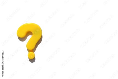 Question mark in yellow on a white background Stock Photo | Adobe Stock