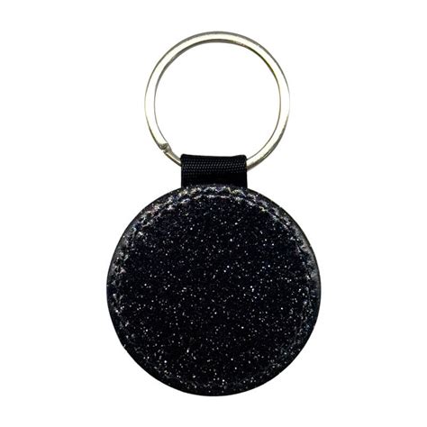 PU Keyring Round Black Glitter Titan Jet Africa