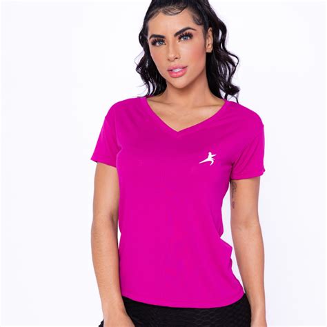 Camiseta Feminina Dry Fit Moda Fitness Caminhada Corridas Gola V